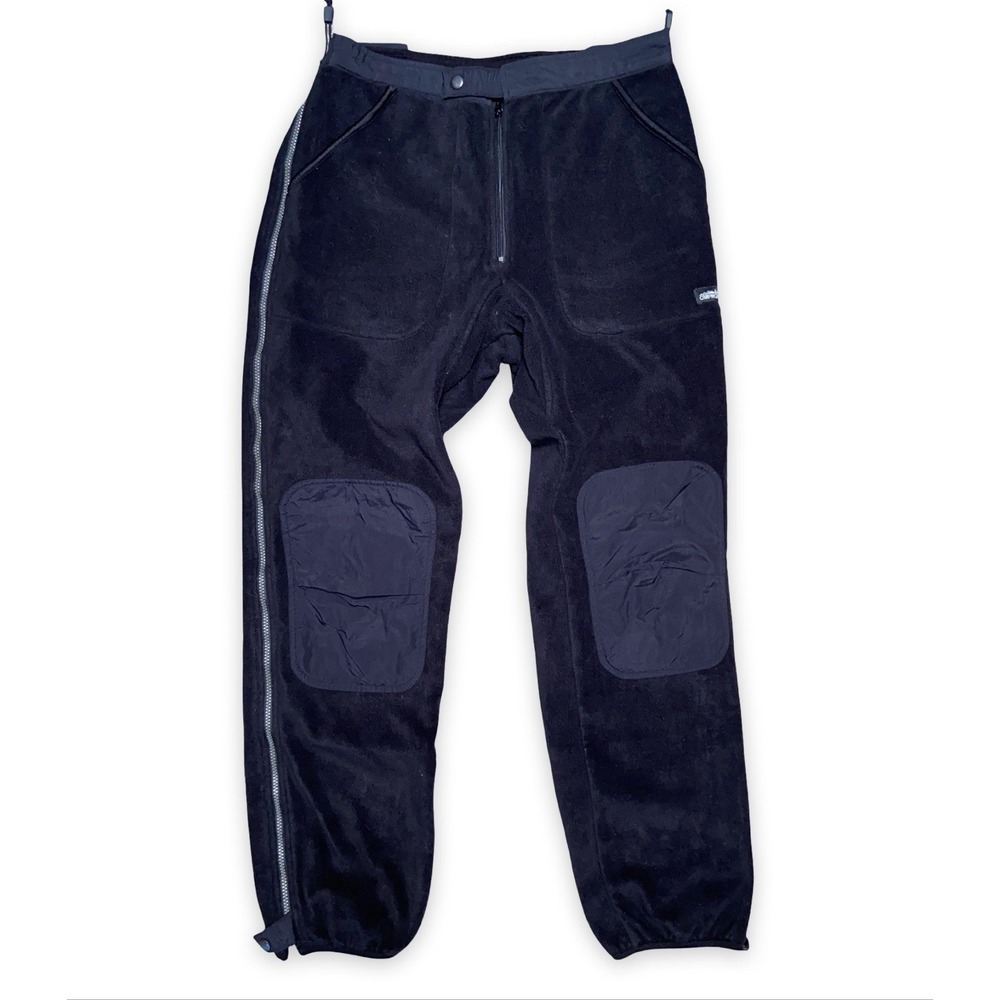 Campmor Fleece Outdoor Pants Size M Black Full Zip Side Hiking Camping